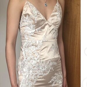 Abyss By Abby Blush Pink/Cream Prom Dress